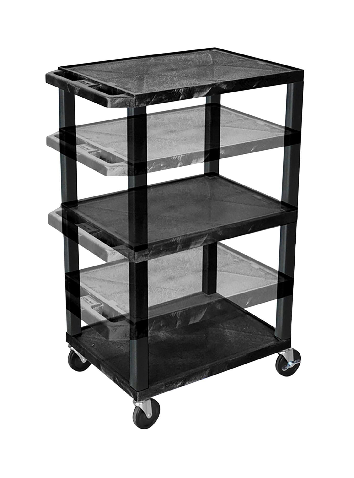 Image for Luxor Adjustable 3-Shelf Tuffy Cart, Black Shelves, Black Legs, 24 x 18 x 16-42 Inches from School Specialty